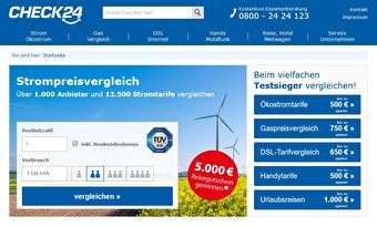 CHECK24 Strom & Gas - bis 20€ Cashback - Getmore.de